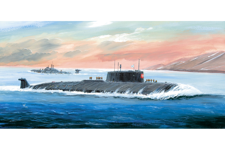 Byggmodell ubåt - Nuclearn Submarine APL Kursk - 1:350