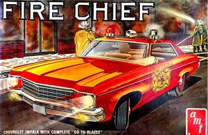 Byggmodell bil -  1970 Chevy Impala Fire Chief - 1:25 - AMT