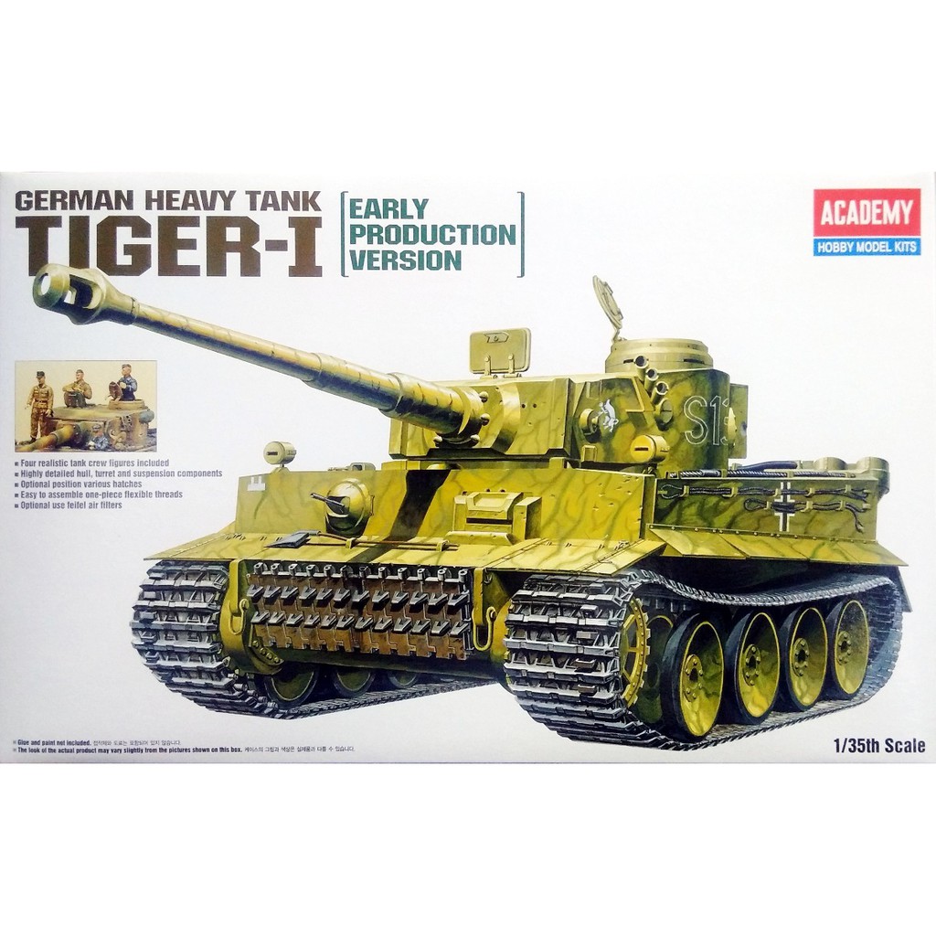 Byggmodell stridsvagn - Tiger I - early 4 fig. - 1:35 - Academy