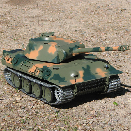 Radiostyrd stridsvagn - 1:16 - PanterTank METALL Upg. softairgun m. rök & ljud - RTR