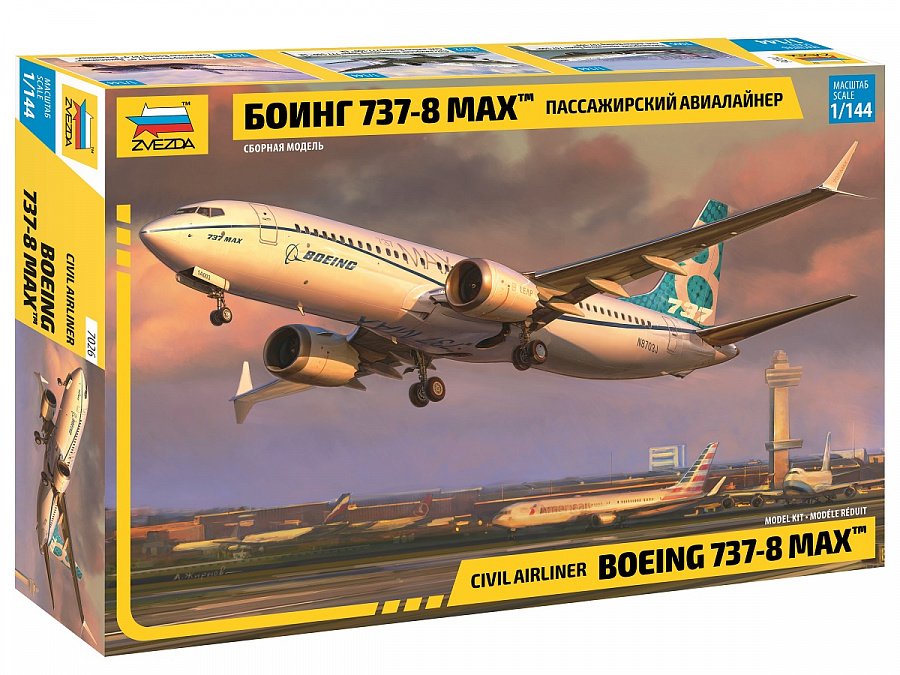 Byggmodell flygplan - Boeing 737-8 Max - 1:144 - Zvezda