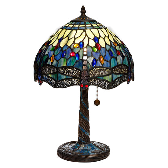 Fotogenlampa Tiffany Trollslända Safirblå Bordslampa 30 cm, Nostalgia Design