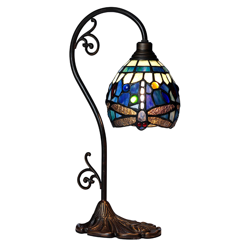 Fotogenlampa Tiffany Trollslända Safirblå Skrivbordslampa 13 cm, Nostalgia Design