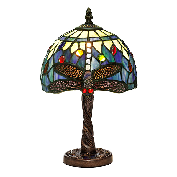 Fotogenlampa Tiffany Trollslända Safirblå Bordslampa 20 cm, Nostalgia Design