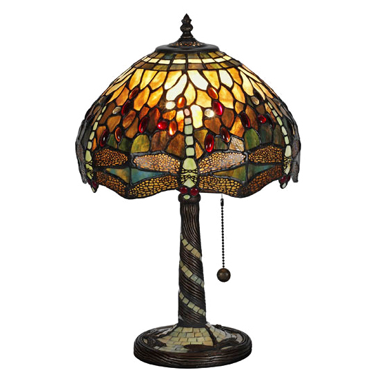 Fotogenlampa Tiffany Trollslända Oliv Bordslampa 30 cm, Nostalgia Design