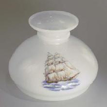 Lampskärm vit med Skeppsmotiv fattning 190mm 1445SKIB