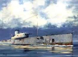Byggmodell ubåt - French Surcouf Submarine Cruiser - 1:350