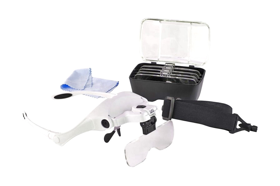 Magnifier Glasses w Headband LED, 5 Lenses - MC