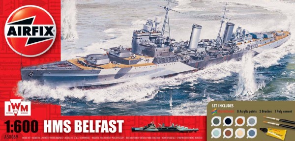 Byggmodell stridsfartyg - HMS Belfast Gift Set 1:600 AirFix