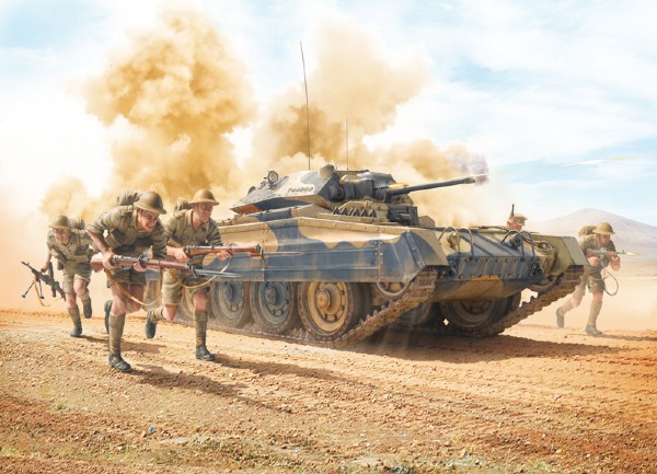 Byggmodell stridsvagn - CRUSADER Mk.I w/N.A.Infantry - 1:35 - Italieri