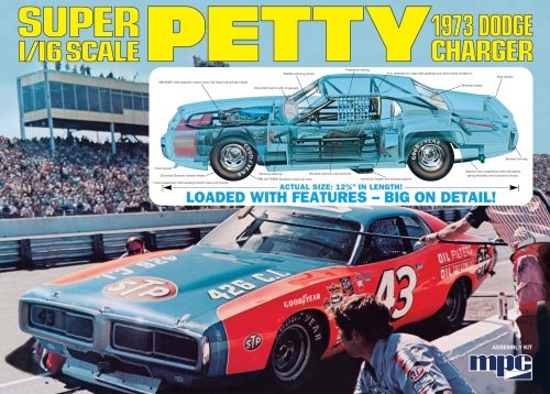 Byggmodell bil - Richard Petty 1973 Dodge Charger - 1:16 - MPC