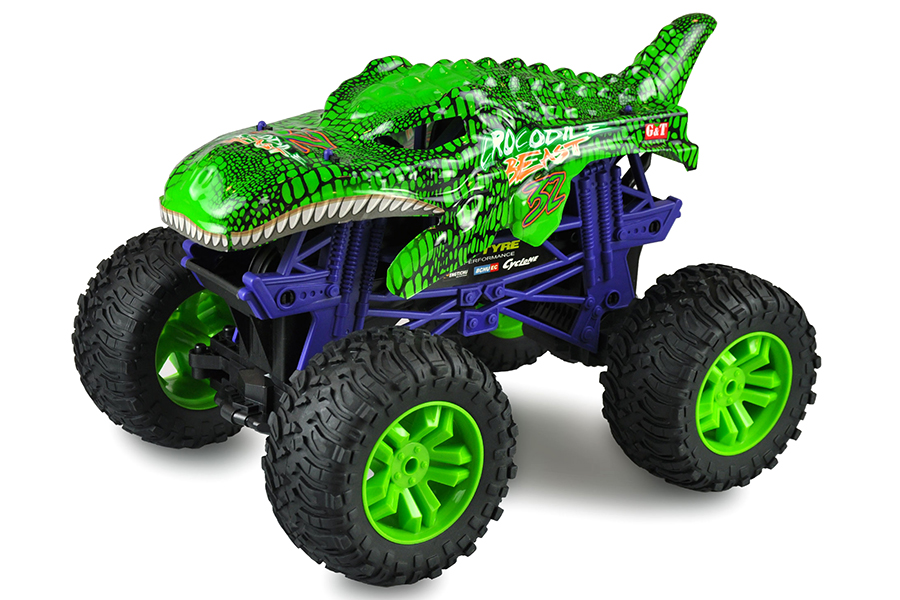 Radiostyrd bil - 1:10 - Green Crocodile Beast Big Monstertruck - RTR