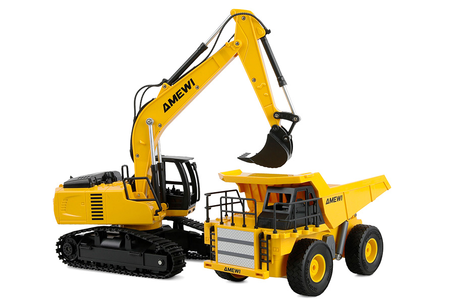 Radiostyrd Grävmaskin och Dumper - 1:24 - RTR
