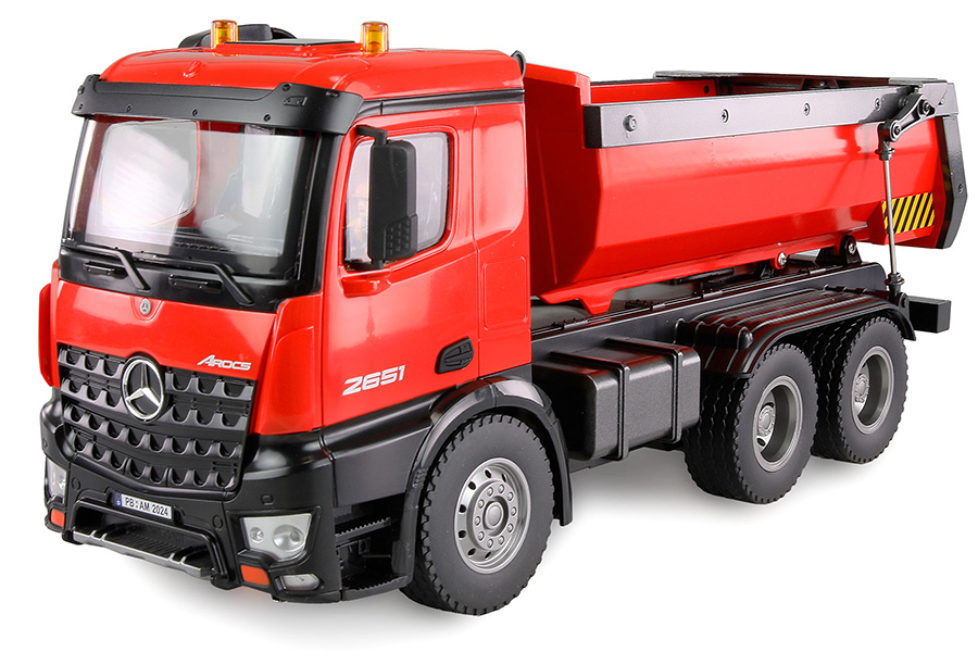 Radiostyrd lastbil - Mercedes-Benz Arocs Kipper - R&ouml;d - 1:14 - 2,4GHz - RTR