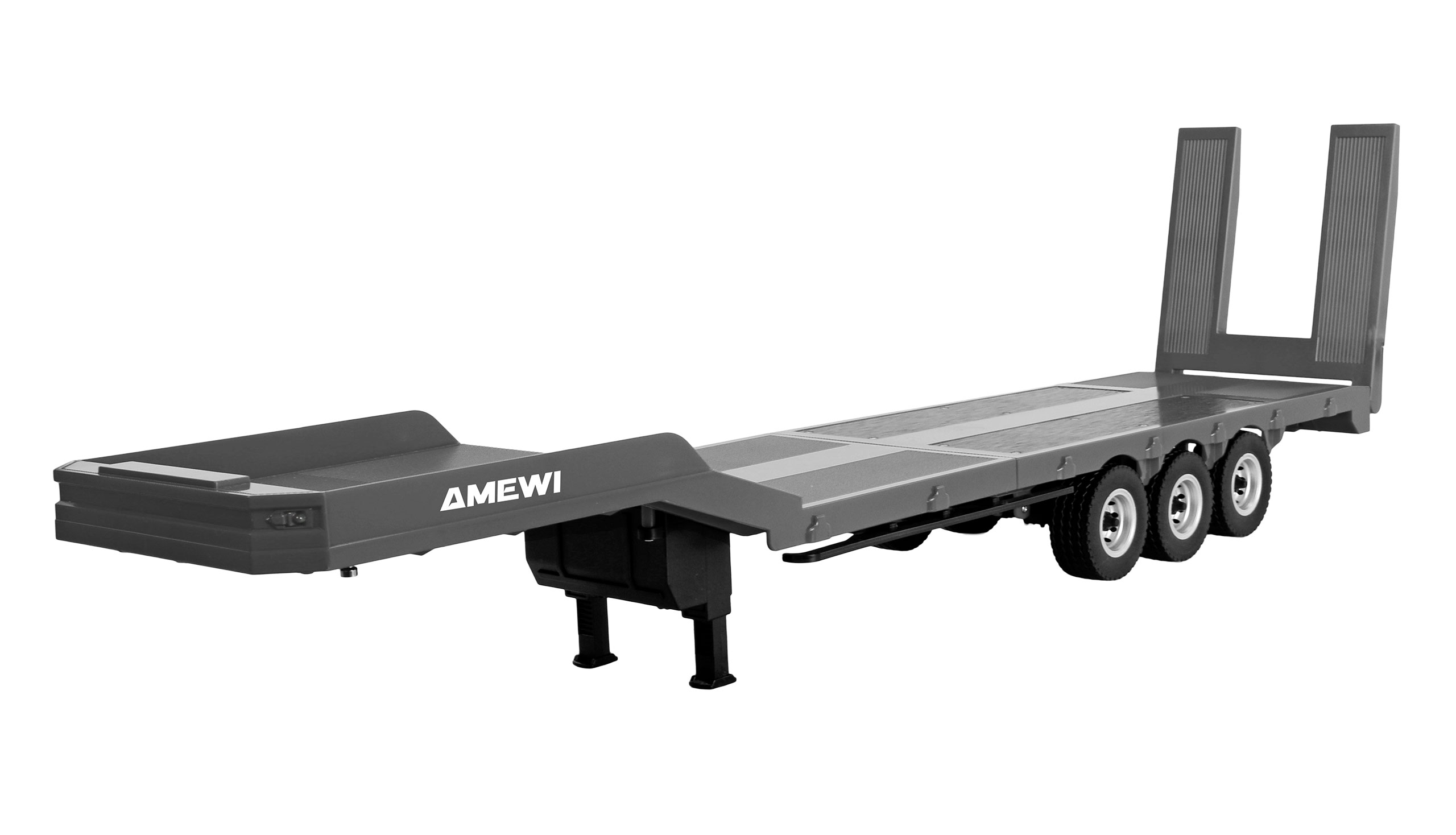 L&aring;glastande semitrailer treaxlad passande Scania 770 Silver - 1:18 - RTR
