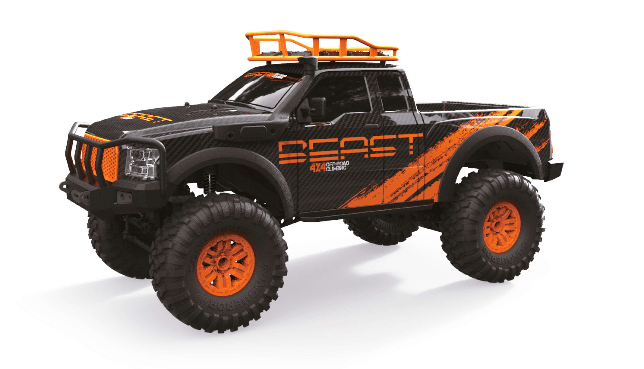 RC Crawler - 1:10 - Dirt Climbing Beast Pick-Up Crawler 4wd - Svart/Orange - RTR