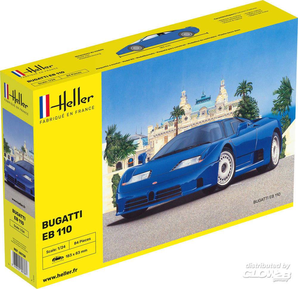 Byggmodell bil - Bugatti EB 110 - 1:24 - Heller