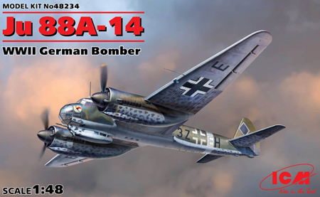 Byggmodell flygplan - Ju 88A-14, WWII German Bomber - 1:48 - ICM